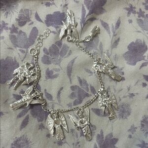 Women's Silver Angel Charm Bracelet - Religious Charm Chain